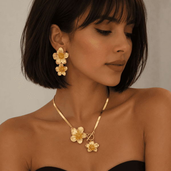 Set colier Flori de aur